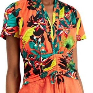 INC International Concepts Women's Tropical Print Self Tie Top Size Medium